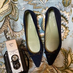Prada Ballerina Blue Suede Flats